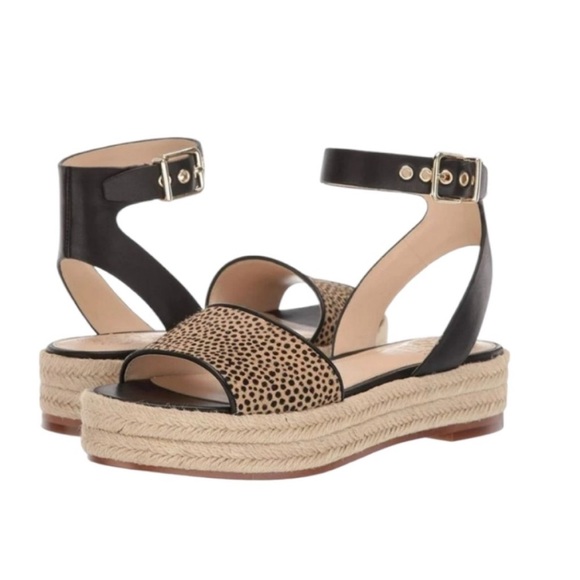 Vince Camuto Kathalia Sandal Espadrille in Natural Spotted Haircalf - Picture 10 of 11